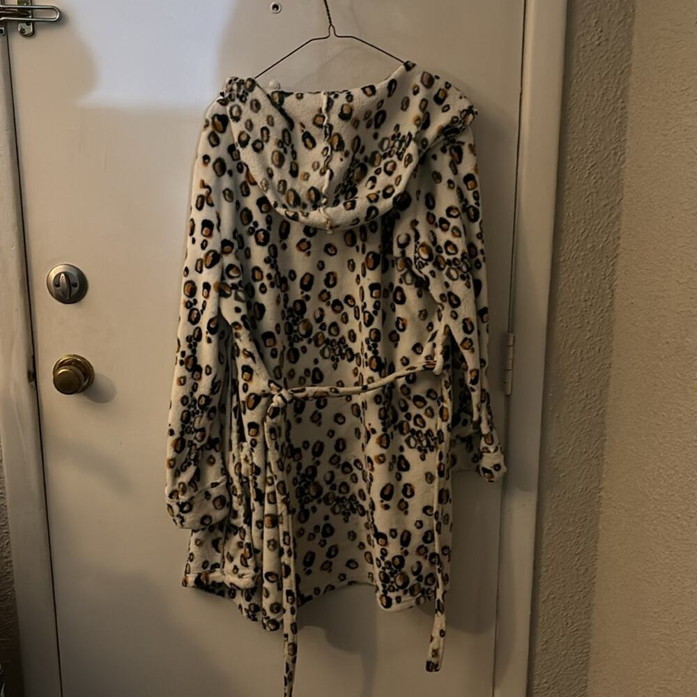 Joe Boxer Hooded Animal Print Robe Tie w/Belt M Sleepwear Cozycore Print College - Picture 6 of 9